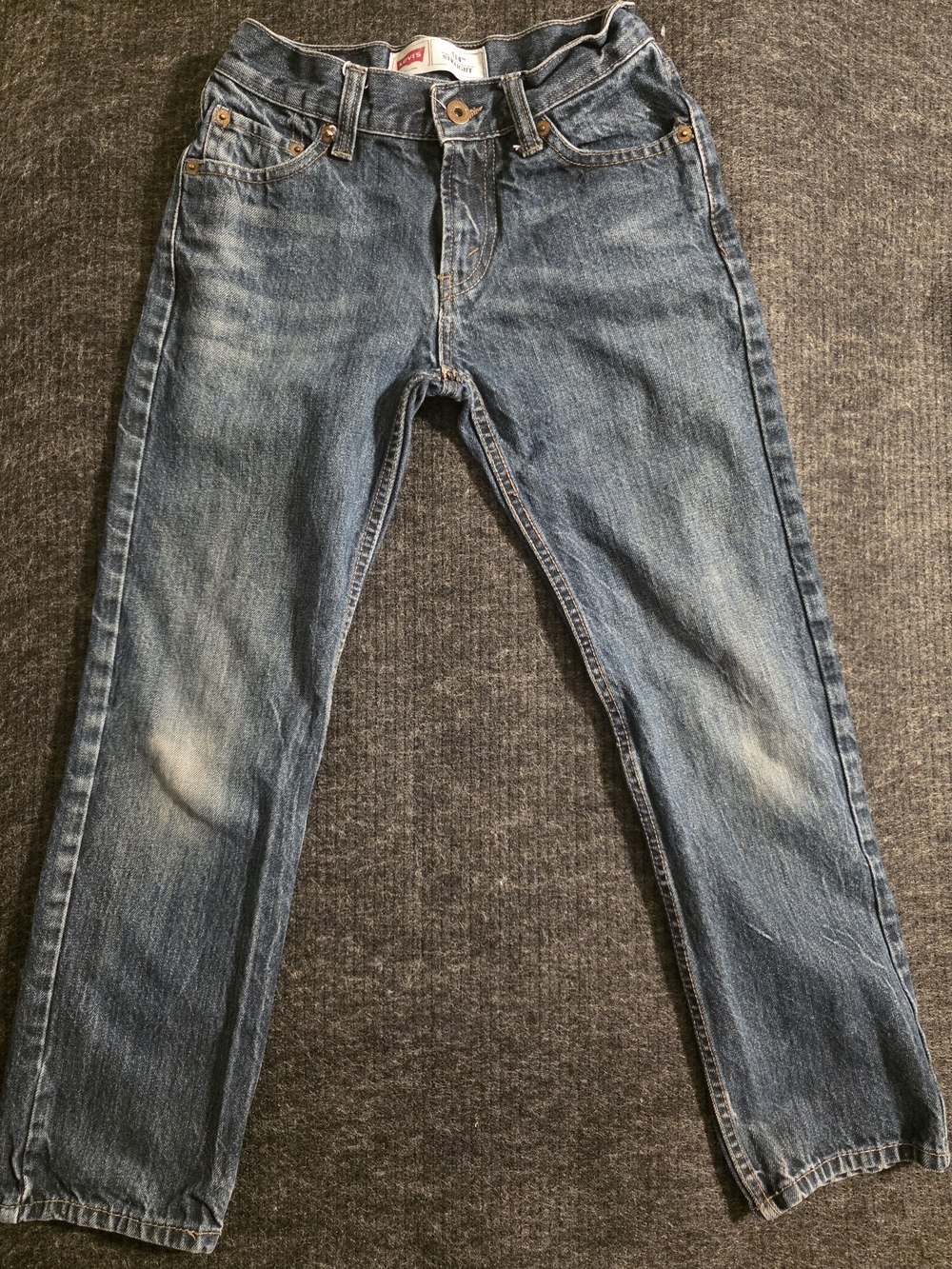 Levi's Men's Straight Jeans in Distressed Blue Denim